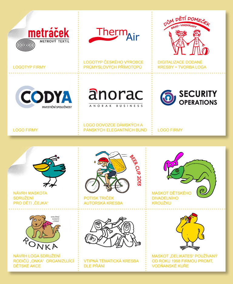 ukázky prací: logotypy | digitalizace | kresba